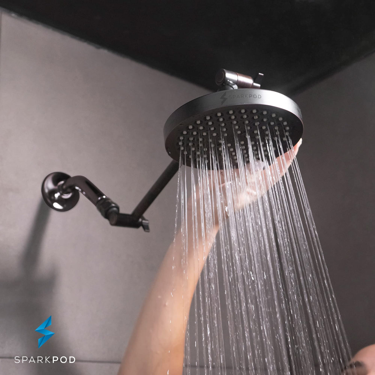 SparkPod Rain Shower Head, 6 Inch Round, Luxury Polished Chrome Finish