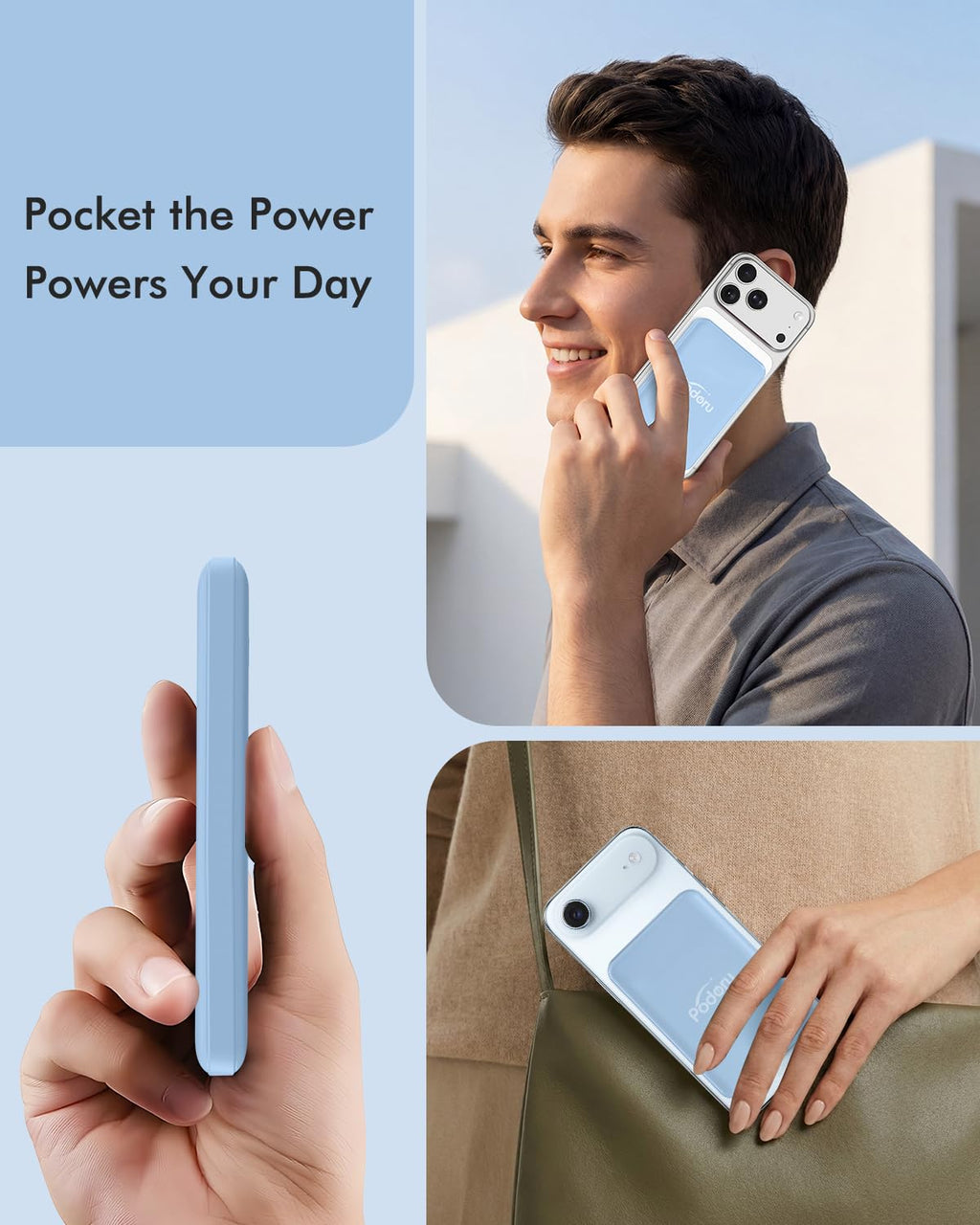 podoru for Magsafe Power Bank, 10000mAh Slim Magnetic Portable Charger