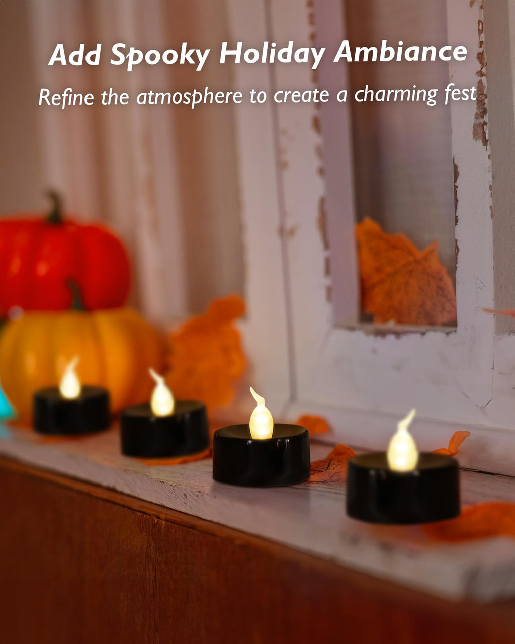 merrynights LED Candles, Tea Lights Candles Battery Operated Bulk, 24-Pack Long-Lasting 200 Hours Flameless Tealight Candles, Realistic Tea Lights for Halloween Christmas Wedding, 1.5'' D X 1.25'' H