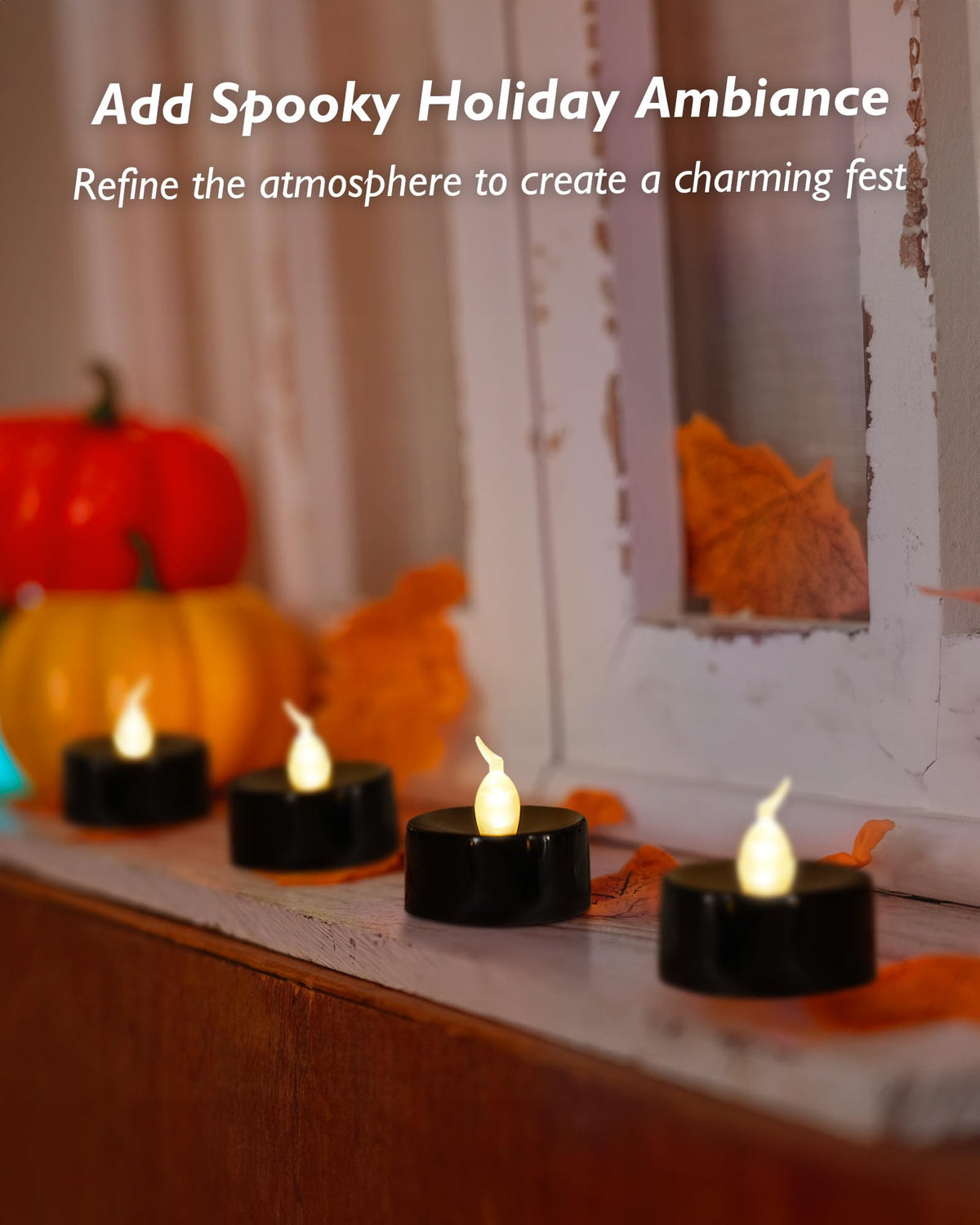 merrynights LED Candles, Tea Lights Candles Battery Operated Bulk, 24-Pack Long-Lasting 200 Hours Flameless Tealight Candles, Realistic Tea Lights for Halloween Christmas Wedding, 1.5'' D X 1.25'' H