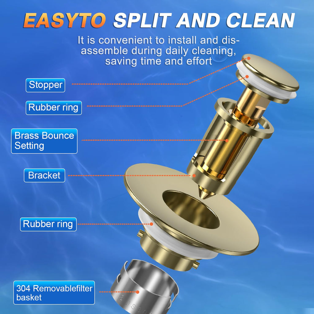 Bathroom Sink Drain Strainer,(2PCS) Pop-up Sink Drain Strainer with Removable Stainless Steel Strainer Basket Hair Catcher, Bathroom Sink Strainer for Bathroom Sink Stopper Replacement
