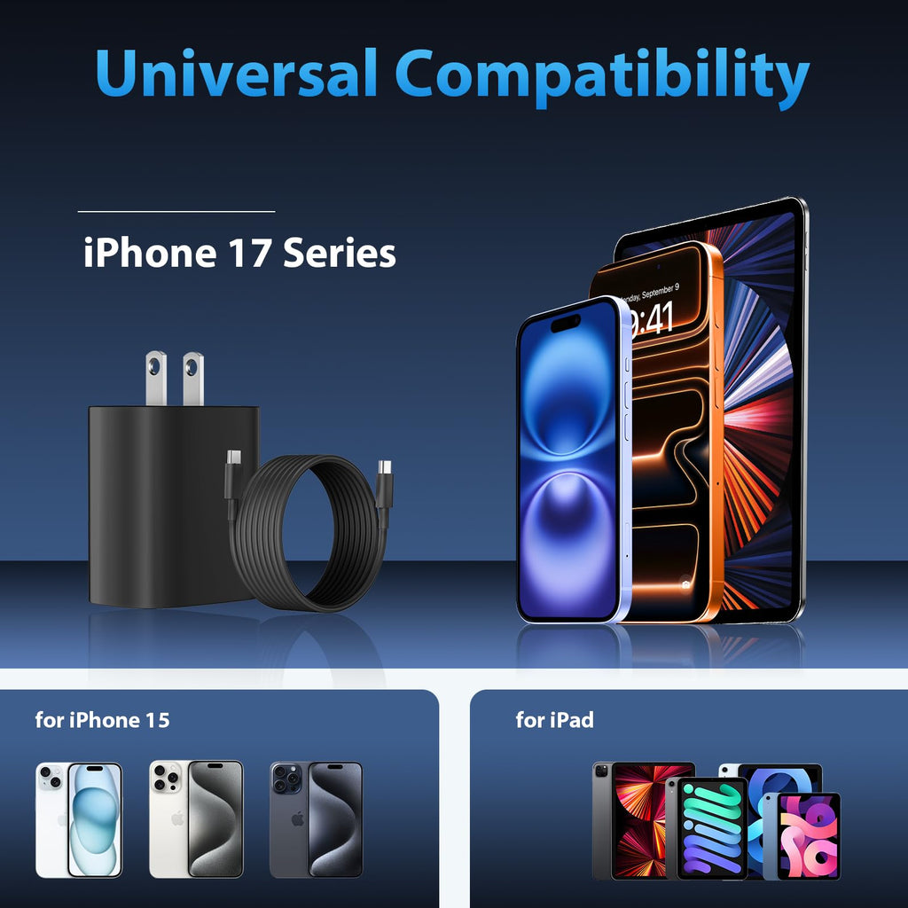 iPhone 18 17 16 15 Charger Fast Charging Type C Chargers USB C Cable 10FT
