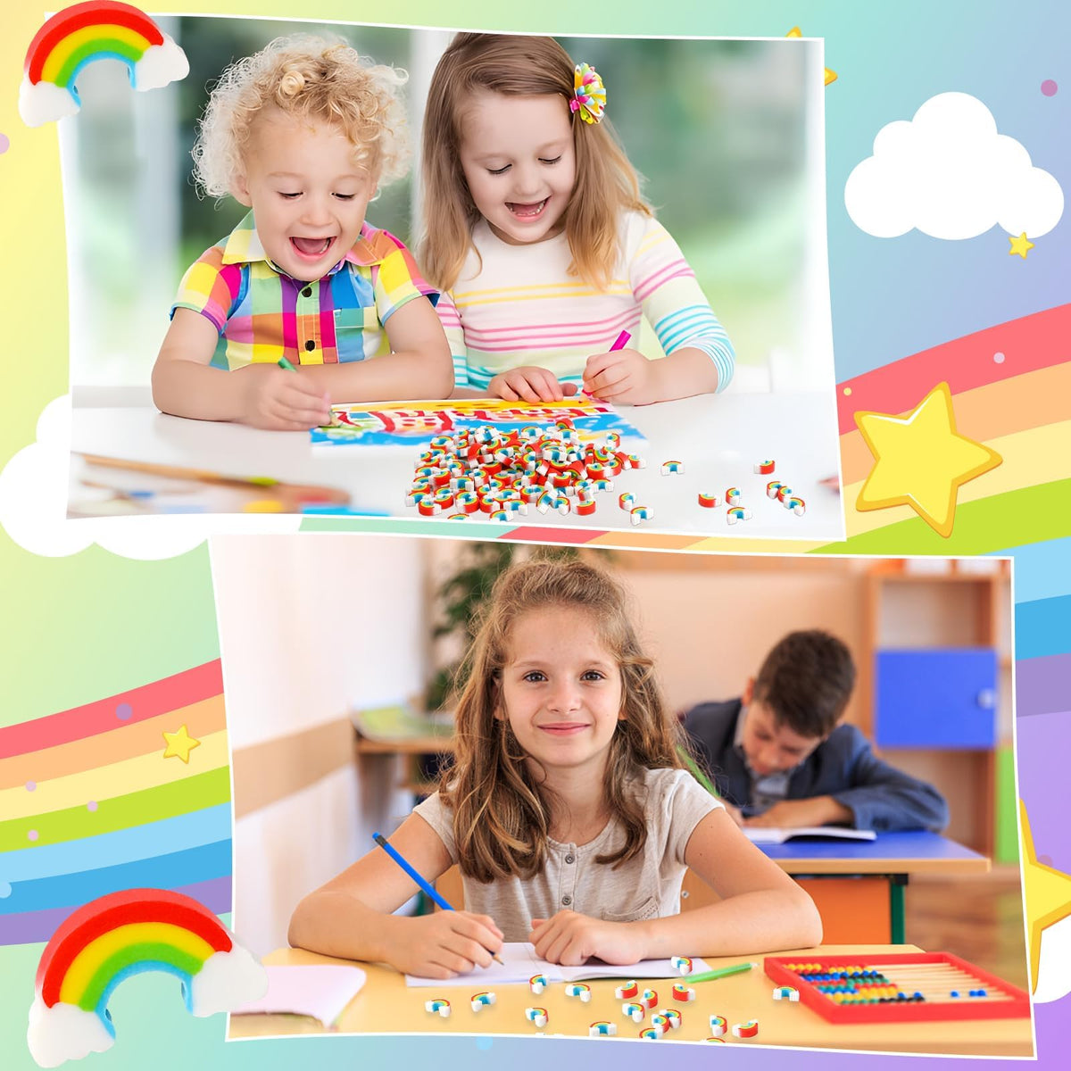 JUNEBRUSHS 150Pcs Fall Mini Erasers, Cute Thanksgiving Erasers Bulk