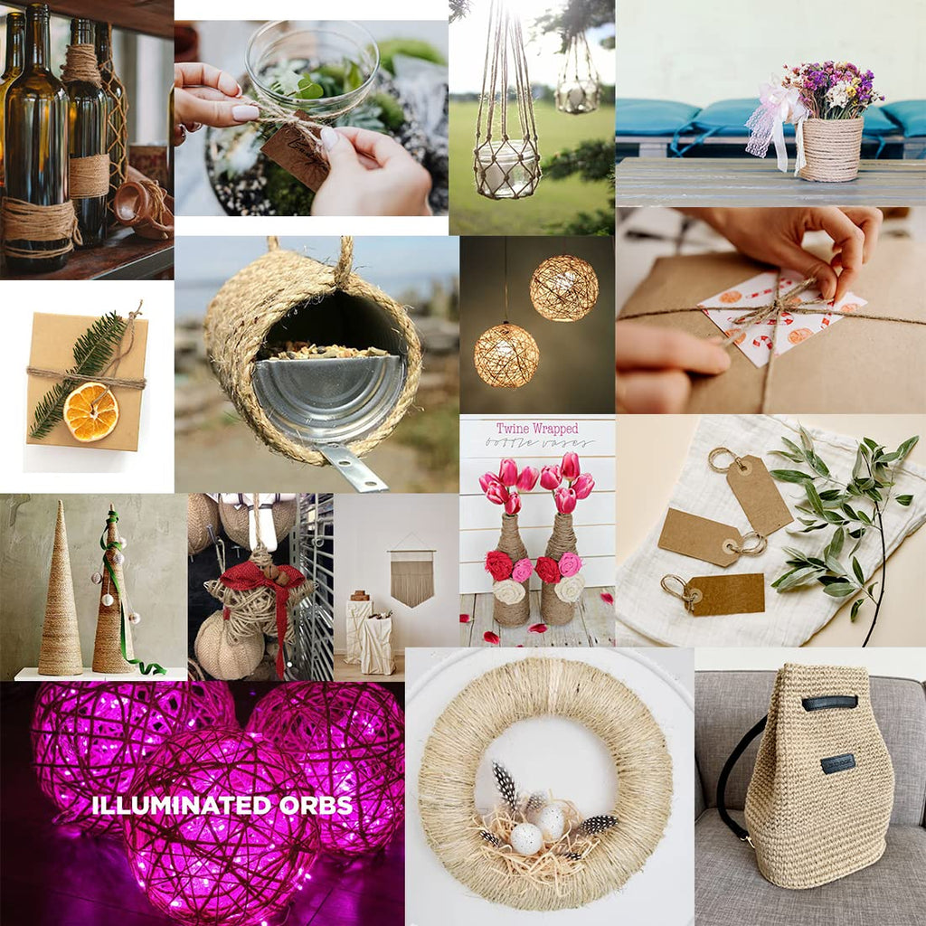 PerkHomy 1100FT Jute Twine String 2mm 3ply Natural Thin Twine for Craft Gardening Gift Wrapping Packing Material Wedding Christmas Decoration Bulk