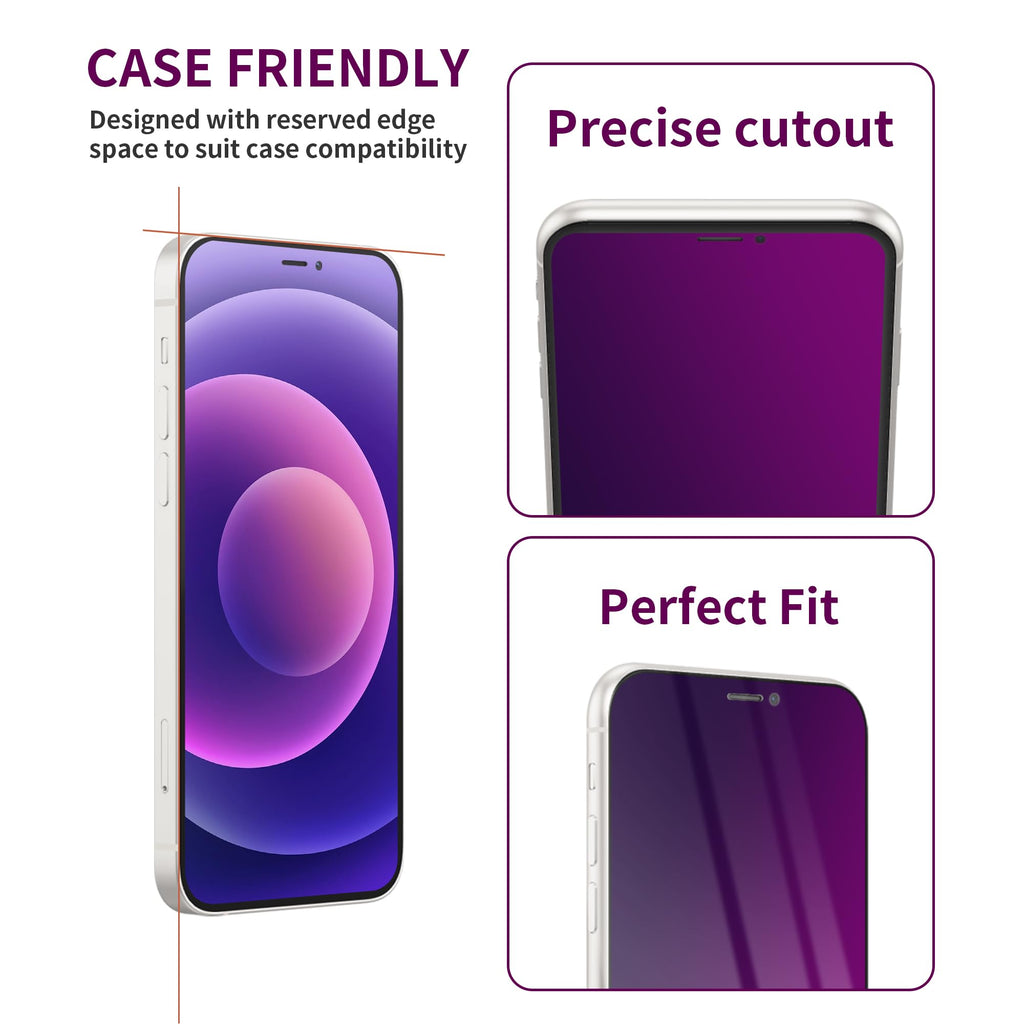 2 Pack Privacy Screen Protector for iPhone 14 Pro Max Purple