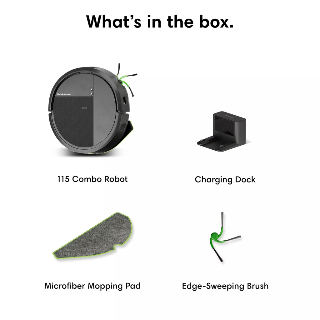 iRobot Roomba 115X Combo Robot Vacuum & Mop with AutoEmpty Dock, 15,000Pa, Self-Empties for 90 Days, Intense Power-Lifting Suction, LiDAR Navigation, Multiple Cleaning Modes, Avoids Mopping Carpet