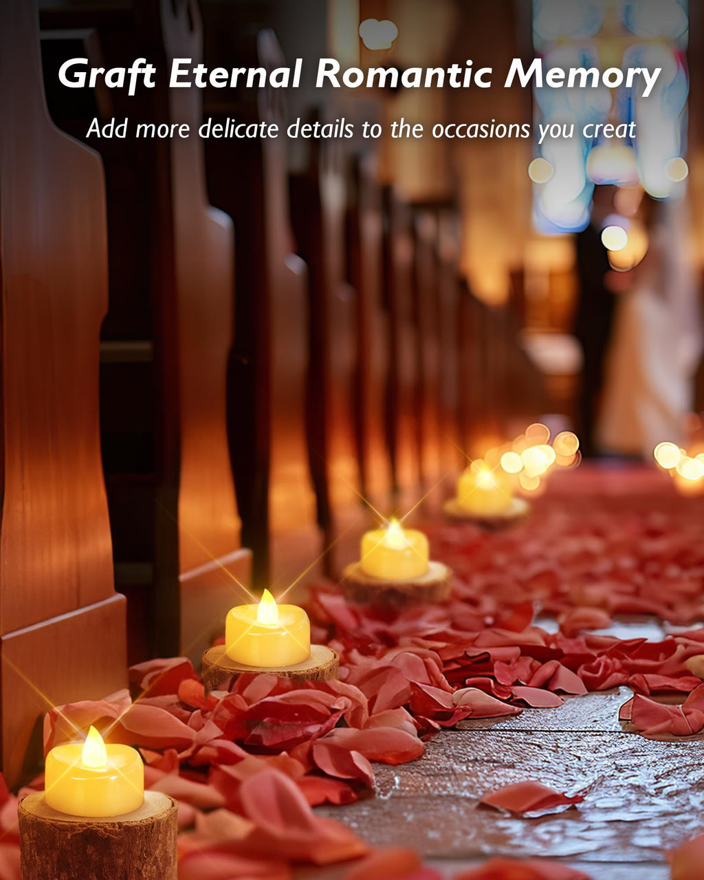 merrynights LED Candles, Tea Lights Candles Battery Operated Bulk, 24-Pack Long-Lasting 200 Hours Flameless Tealight Candles, Realistic Tea Lights for Halloween Christmas Wedding, 1.5'' D X 1.25'' H