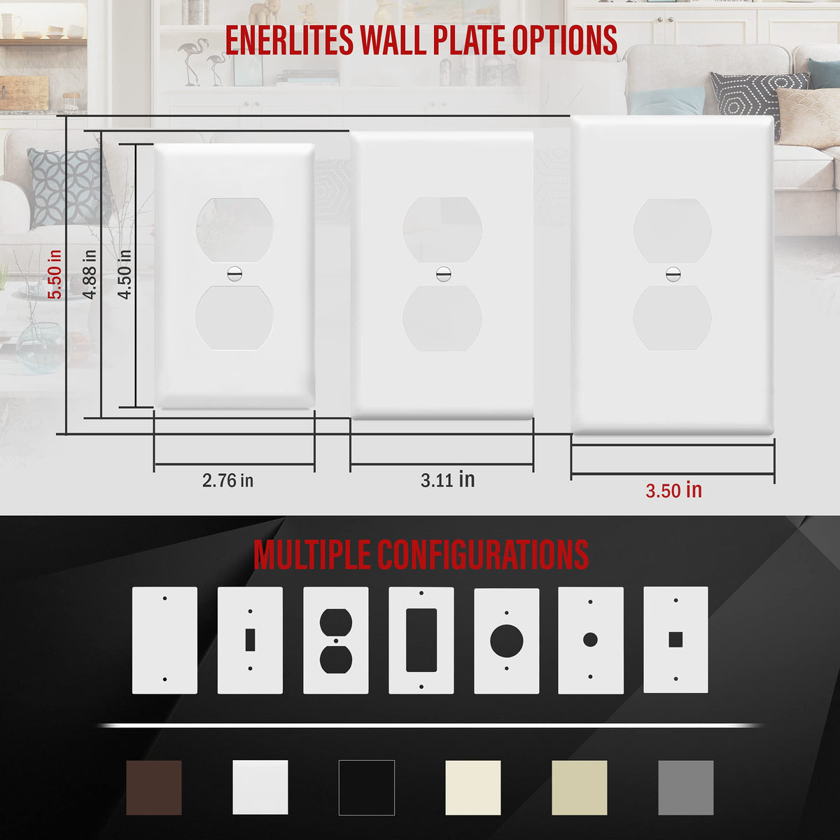 ENERLITES 10 Pack Outlet Covers Wall Plate for Duplex Receptacle, White