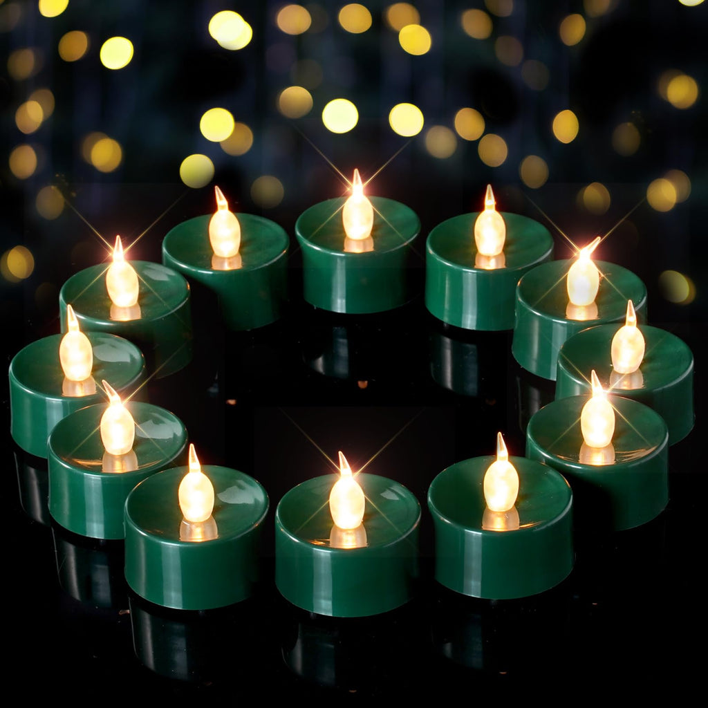 merrynights LED Candles, Tea Lights Candles Battery Operated Bulk, 24-Pack Long-Lasting 200 Hours Flameless Tealight Candles, Realistic Tea Lights for Halloween Christmas Wedding, 1.5'' D X 1.25'' H