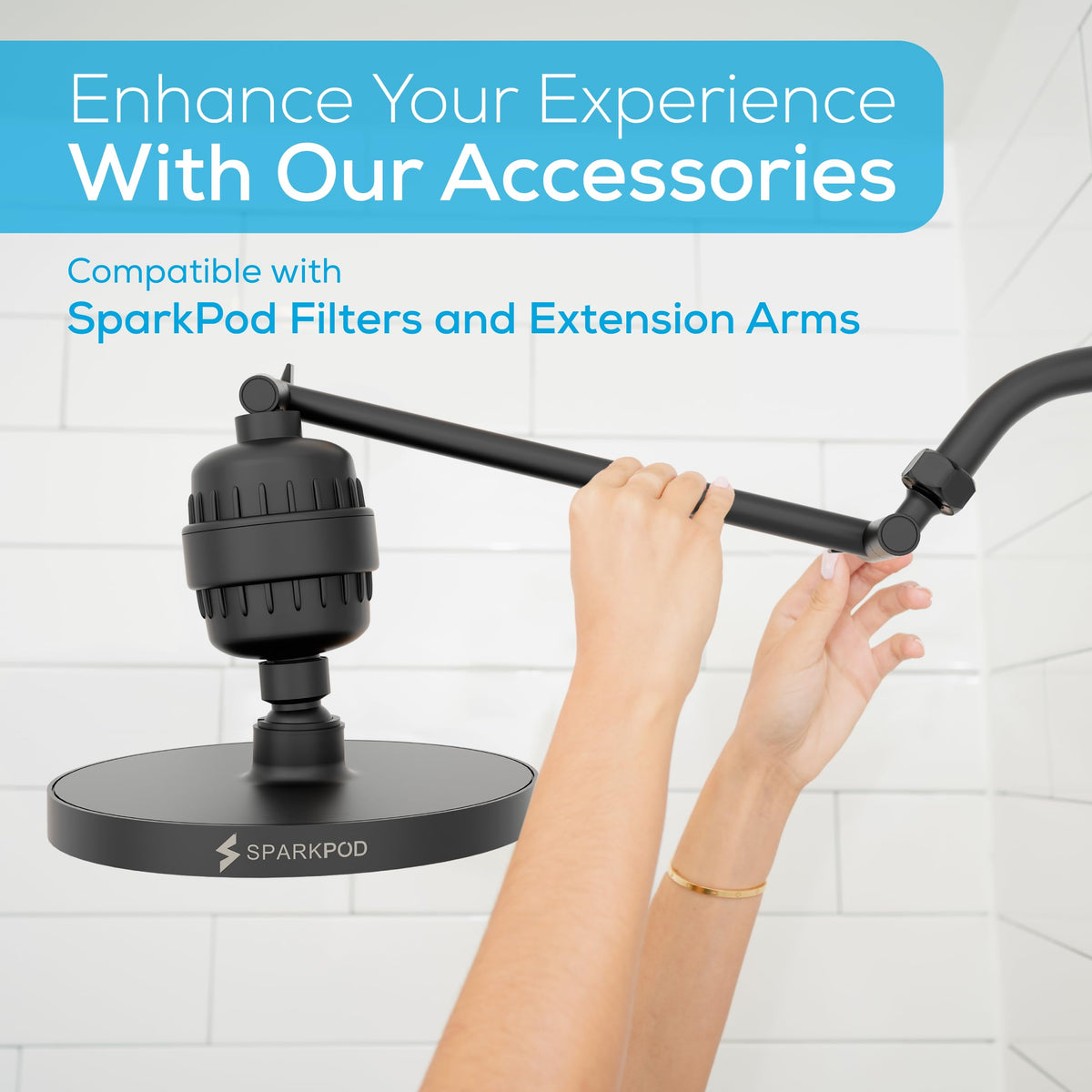 SparkPod Rain Shower Head, 6 Inch Round, Luxury Polished Chrome Finish