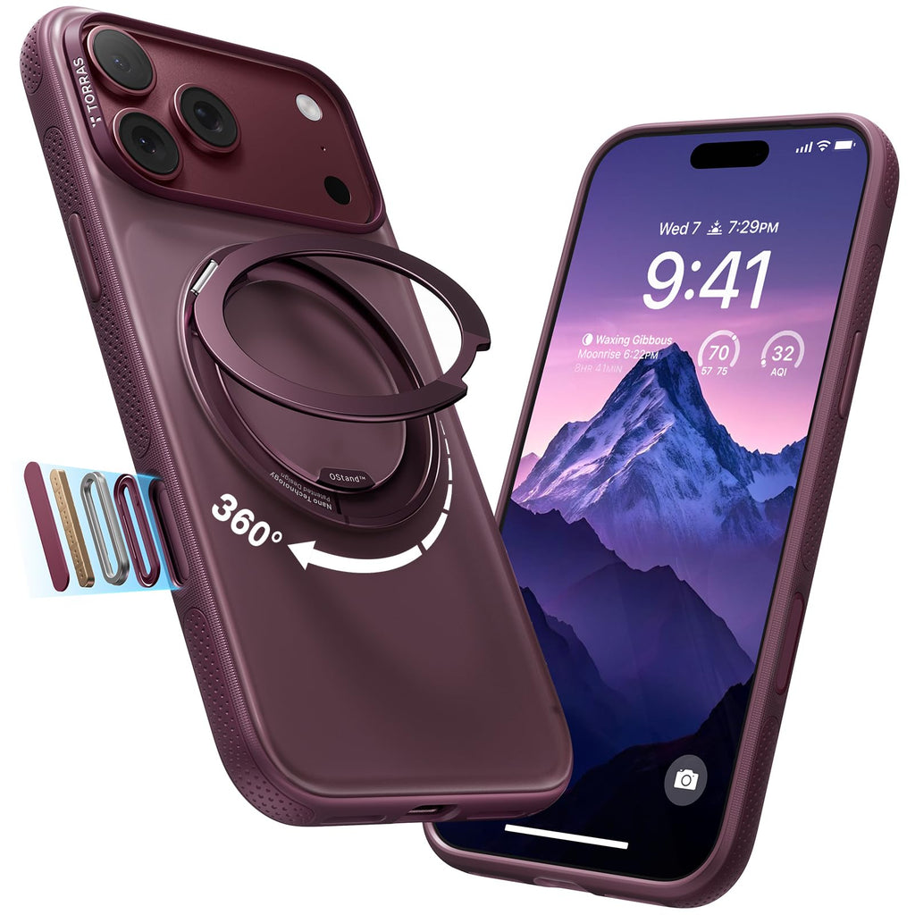 TORRAS 360 Magnetic Stand for iPhone 17 Pro Max Case, Clear