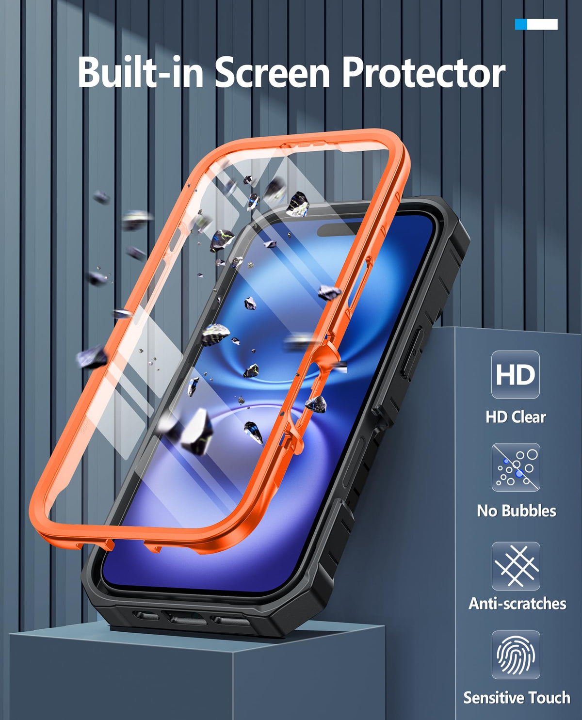 FNTCASE for iPhone 16 Case, with Belt Clip, with Built-in Screen Protector