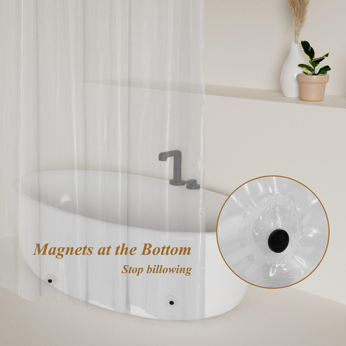 Mrs Awesome Dark Gray Shower Curtain Liner with 3 Magnets, 72x72