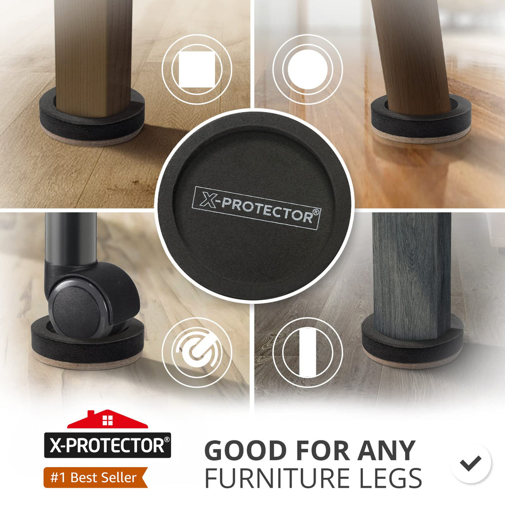 Felt Furniture Sliders for Hardwood Floors X-PROTECTOR 16 PCS 3 ½”