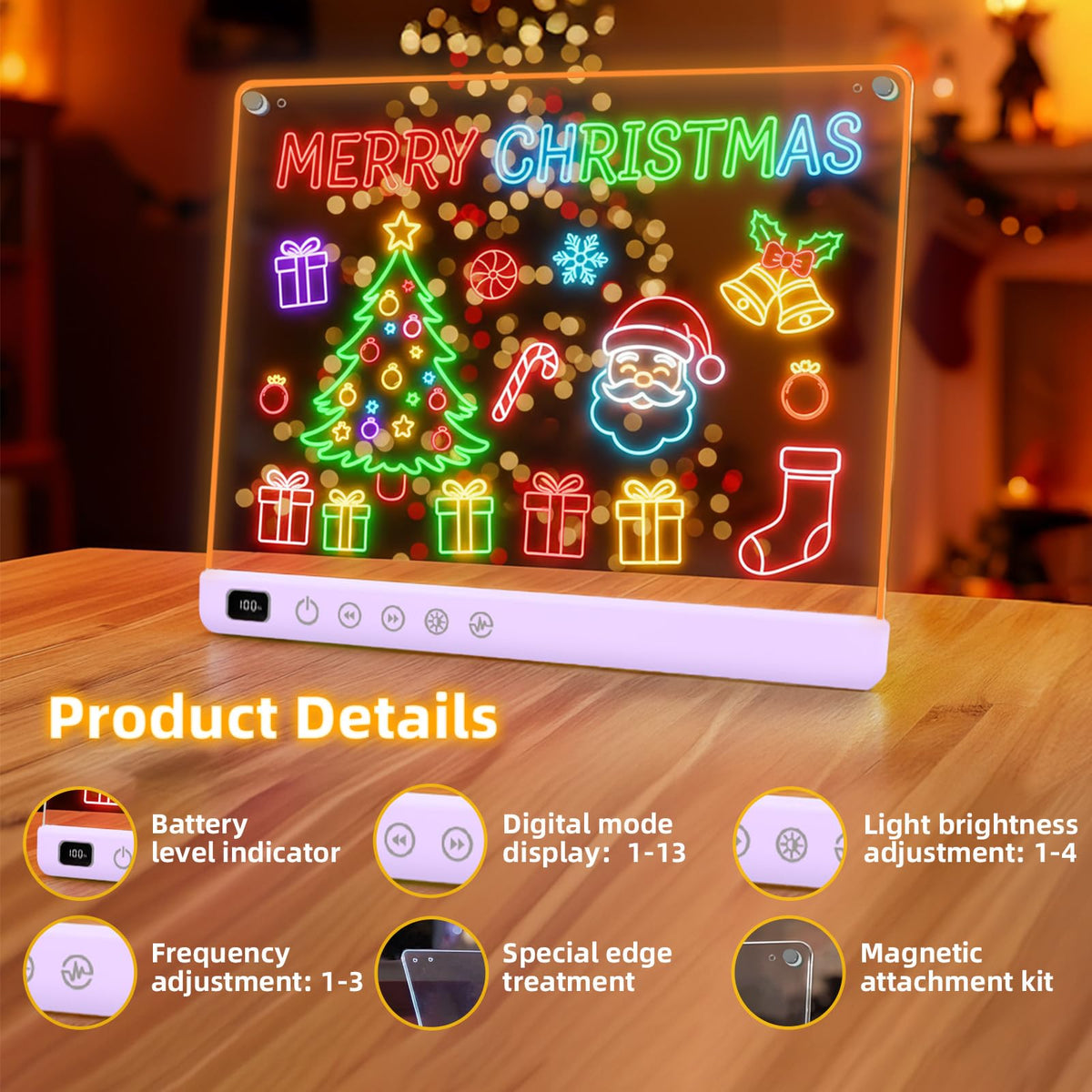 Led Drawing Board with 13 Light Effects, 16" Rechargeable Glow Doodle LED Note Board with Colors, Neon Light Up Drawing Tablet Gifts for Kids for Easter Birthday Christmas Gift Ideas