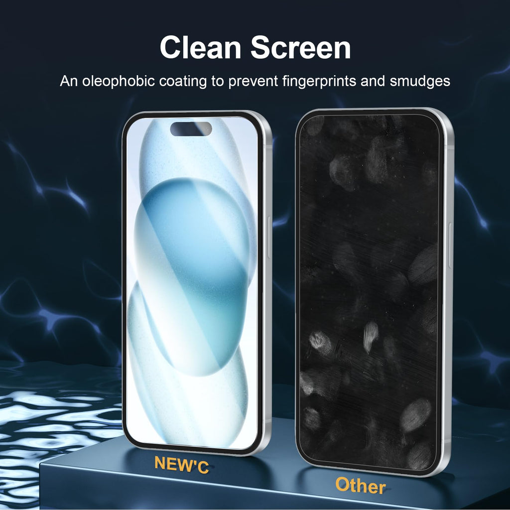 NEW'C for iPhone 16 Pro Screen Protector + Camera Lens Protector + Tool