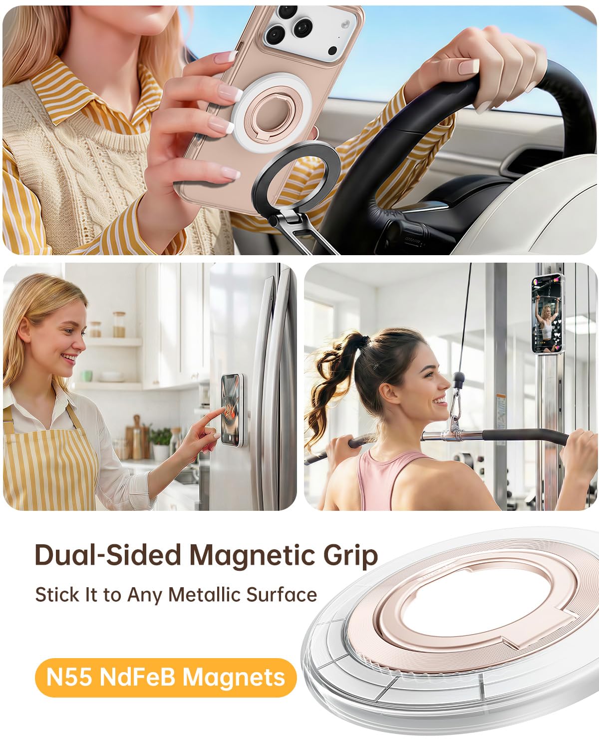 SYNCWIRE for MagSafe Phone Grip, Magnetic Phone Ring Holder Stand Kickstand