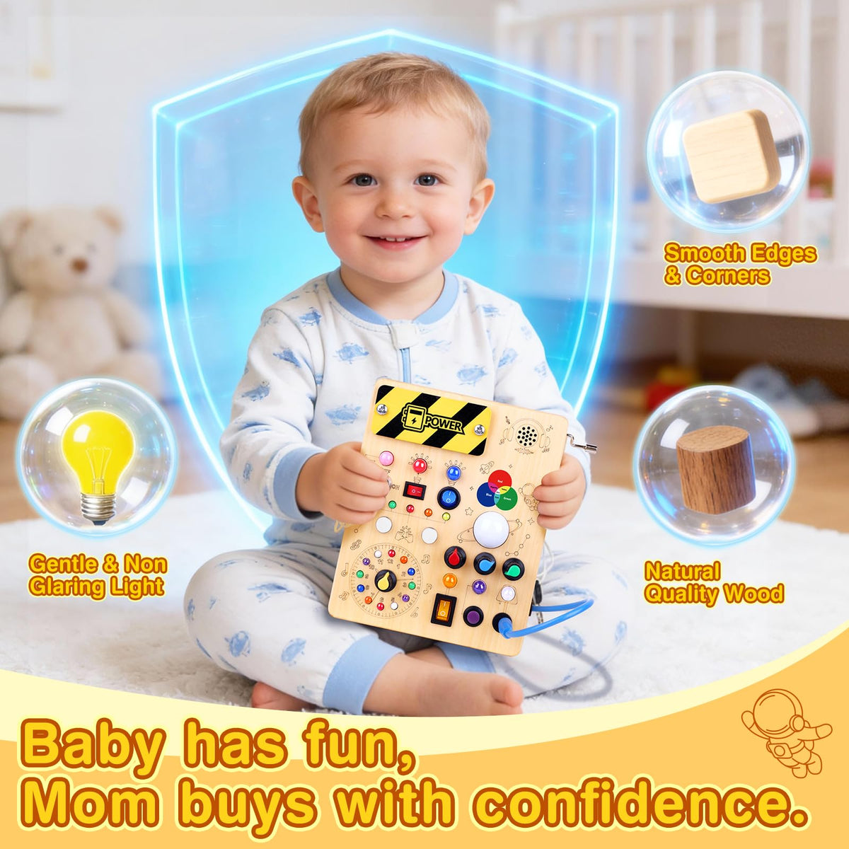 Grarain Busy Board for Toddlers - Montessori Educational Toy for 1-3 Year Old Boys & Girls | Travel-Friendly Sensory Learning Activity | Ideal for Kids with Autism(Unicorn Busy Board v2)