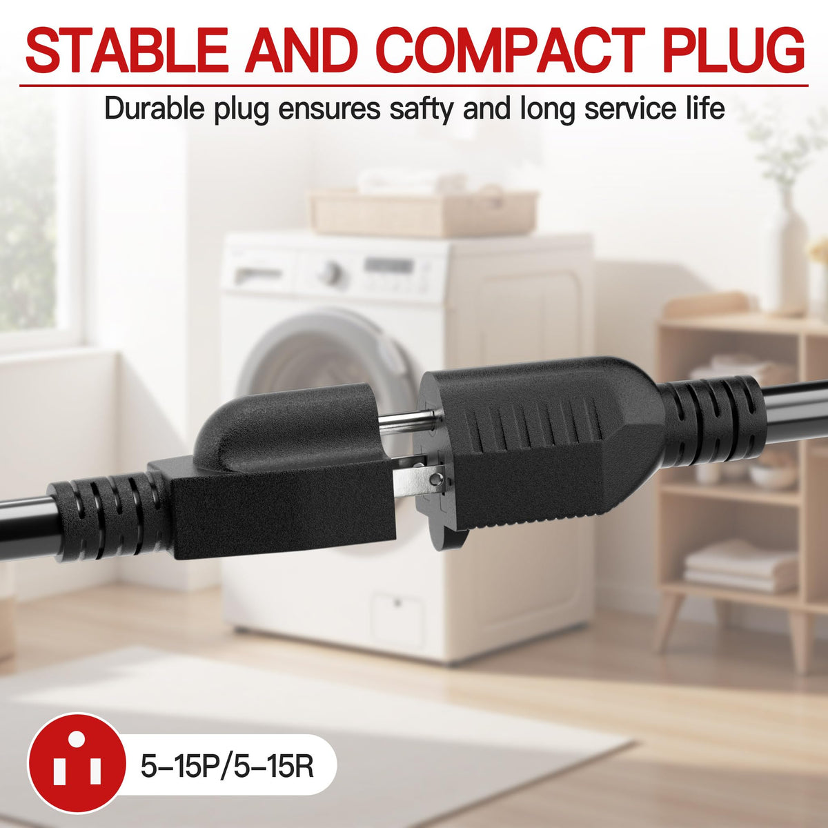 Skrizcable 16/3 25 FT Outdoor Extension Cord Waterproof, Black Power Cord