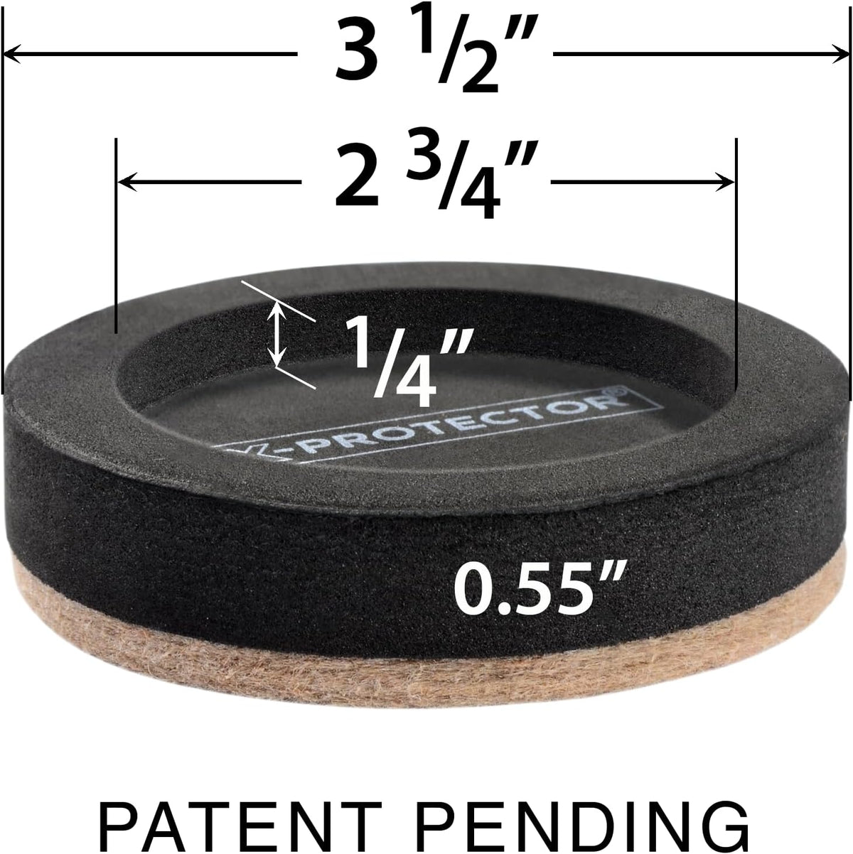 Felt Furniture Sliders for Hardwood Floors X-PROTECTOR 16 PCS 3 ½”
