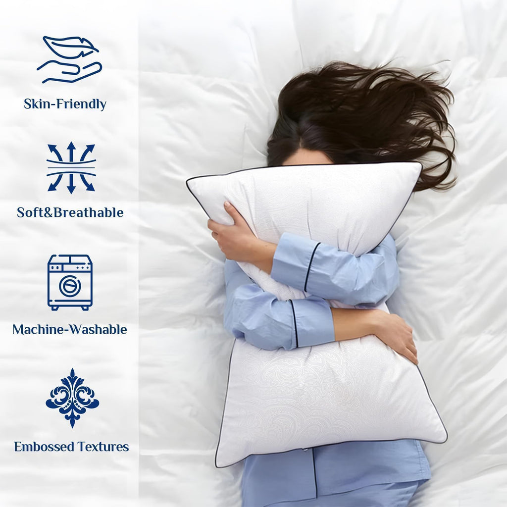JOLLYVOGUE King Pillows 2 Pack, Cooling and Firm King Size Pillows with Oeko-Tex Certified Down Alternative Filling for Side, Back, and Stomach Sleepers, Hotel Collection