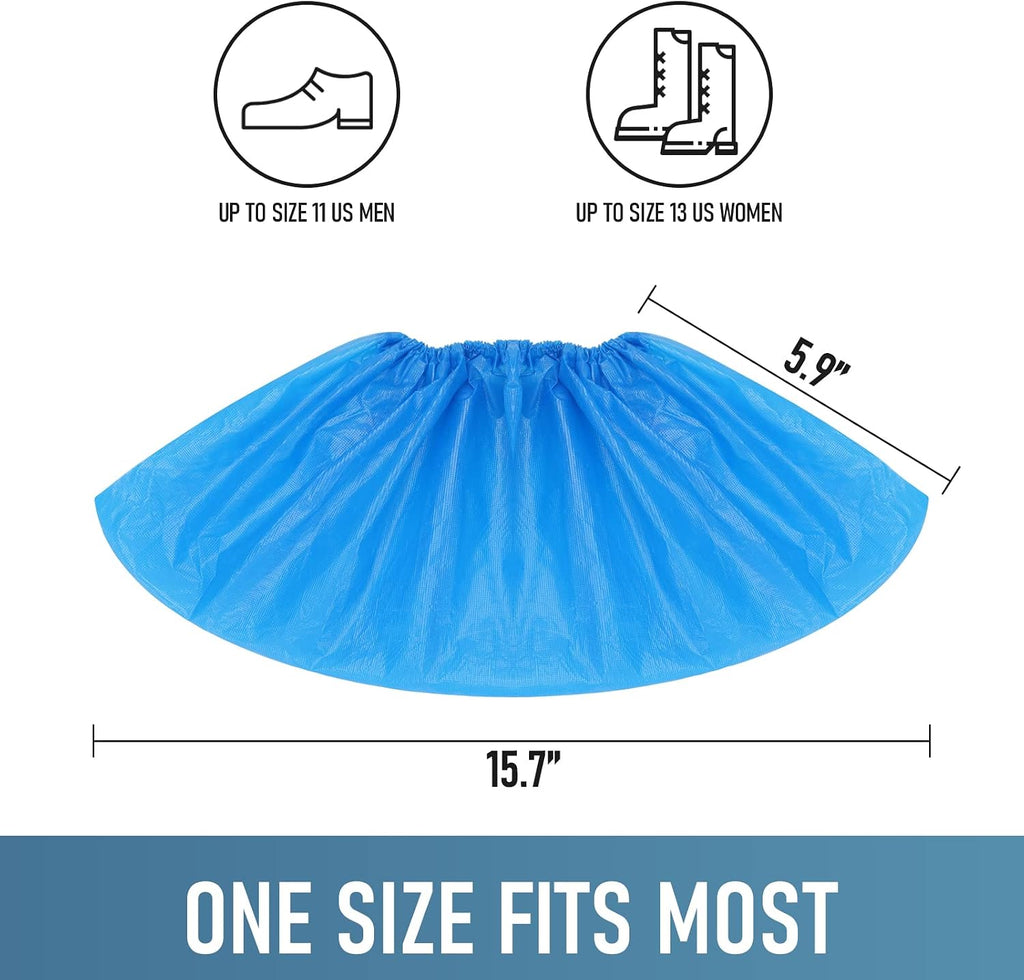 Buself Shoe Covers Disposable Non Slip - Pack of 100 (50 Pairs), Premium Waterproof and Recyclable Shoe Booties Covers for Indoors, Fits Up To 11 US Men and 13 US Women Size