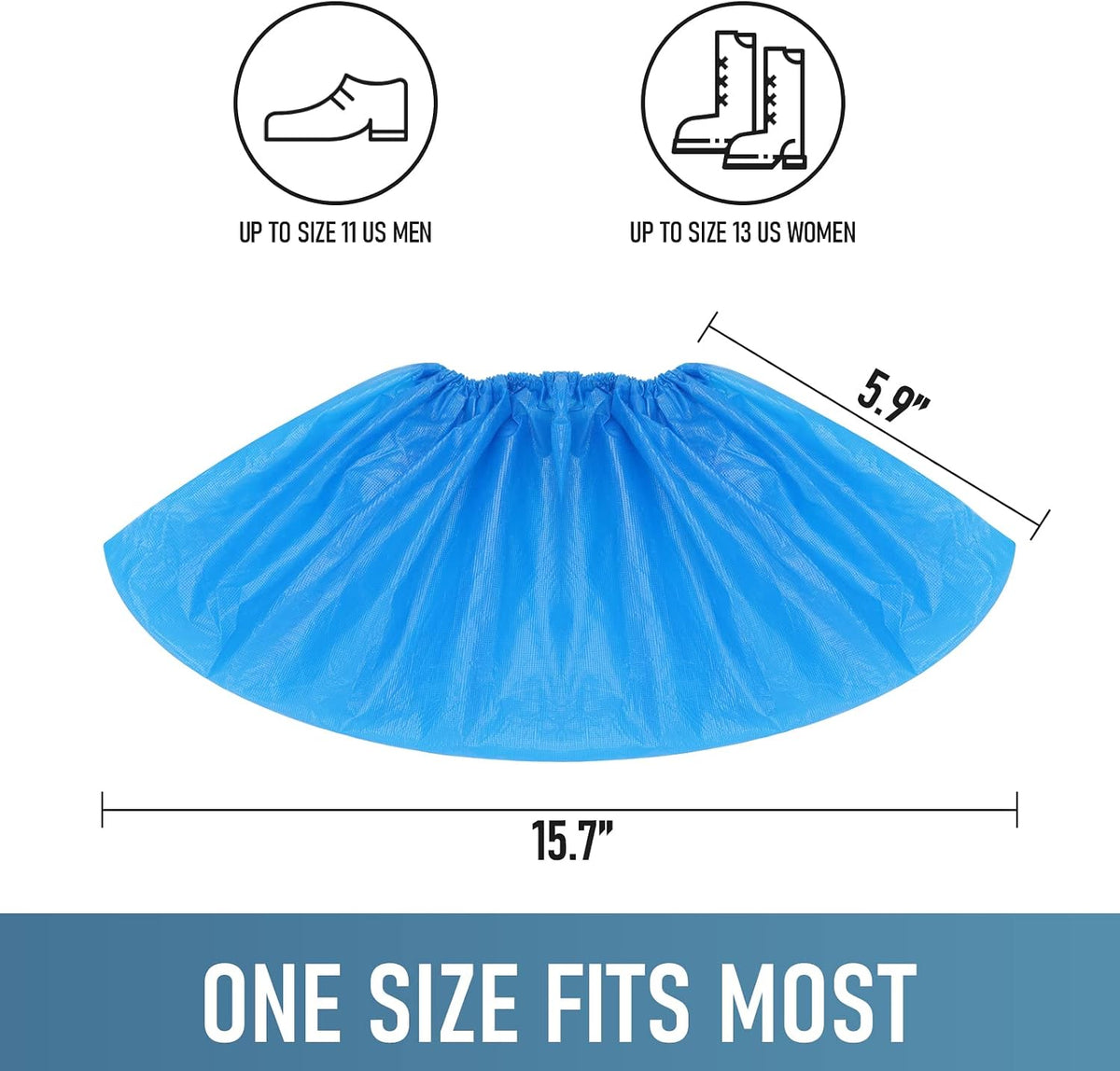 Buself Shoe Covers Disposable Non Slip - Pack of 100 (50 Pairs), Premium Waterproof and Recyclable Shoe Booties Covers for Indoors, Fits Up To 11 US Men and 13 US Women Size
