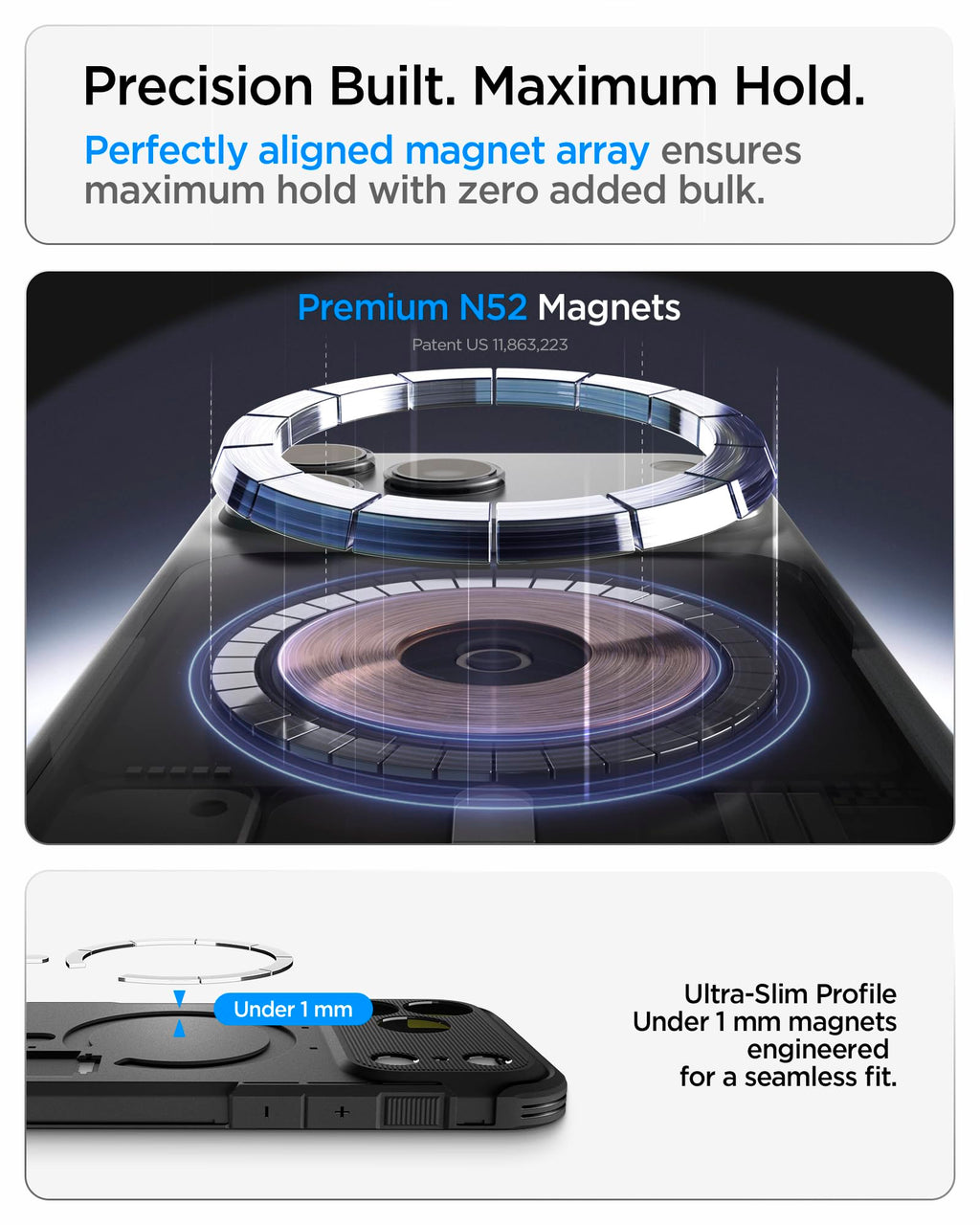 Spigen Tough Armor MagFit for iPhone 15 Pro Case, Metal Slate
