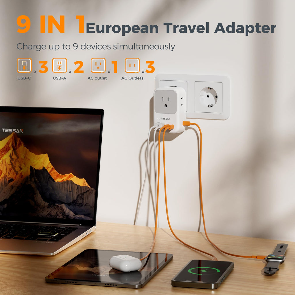 TESSAN European Travel Plug Adapter 2 Pack, Type C Plug