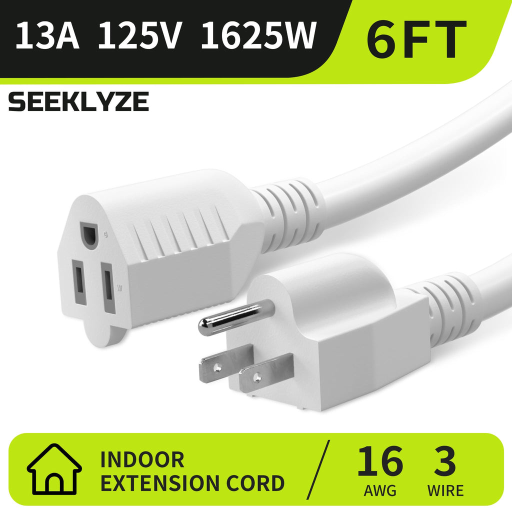 16/3 Black Extension Cord 6 FT Indoor, Short Extension Cord