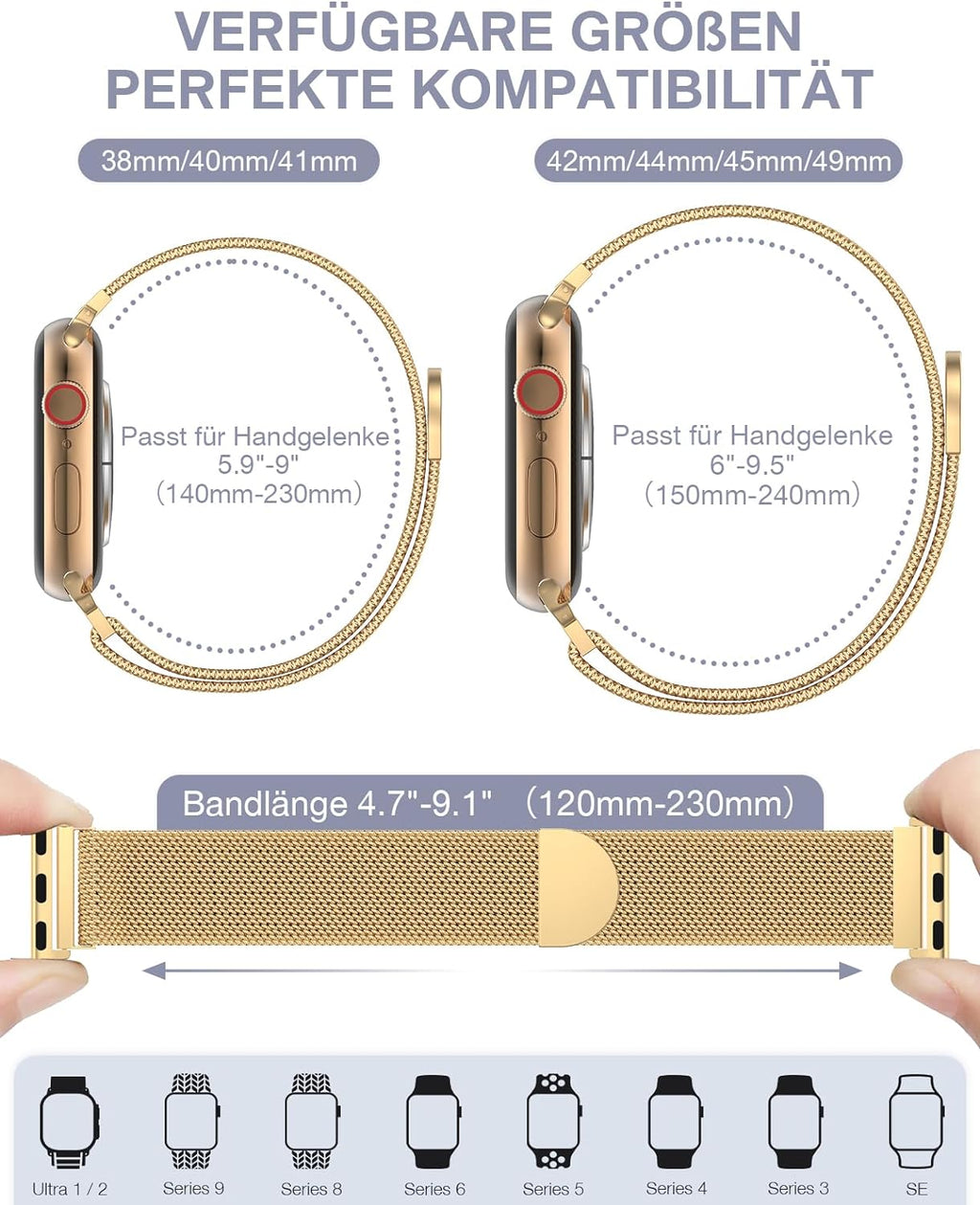 Original Milanese Loop Compatible with Apple Watch Bands for Women & Men