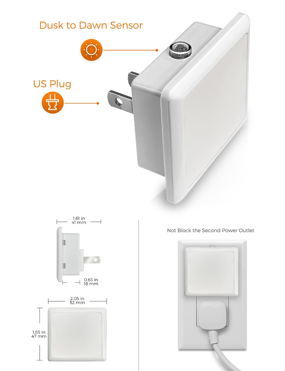 L LOHAS LED Night Lights Plug into Wall 2-Pack, 0.3W Plug in Night Light