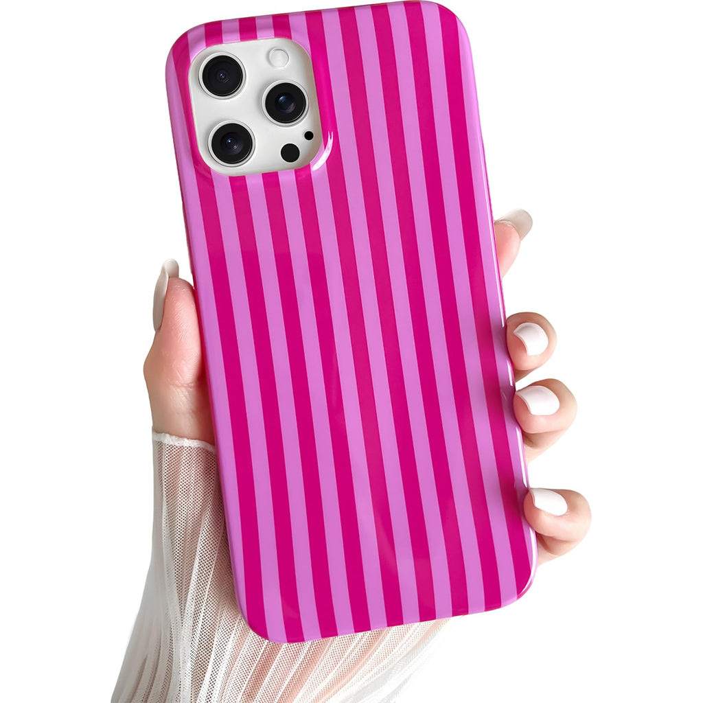 Yeddabox for iPhone 15 Pro Case Cute Striped Phone Case Soft TPU Slim Shockproof Phone Cover for Women Girls, Green and Blue