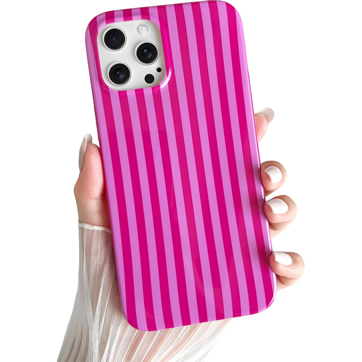 Yeddabox for iPhone 15 Pro Case Cute Striped Phone Case Soft TPU Slim Shockproof Phone Cover for Women Girls, Green and Blue
