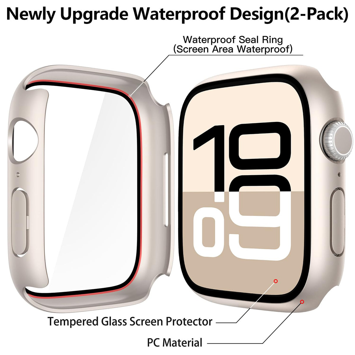 Misxi 2-Pack Waterproof Case for 41mm Apple Watch Series 9/8/7