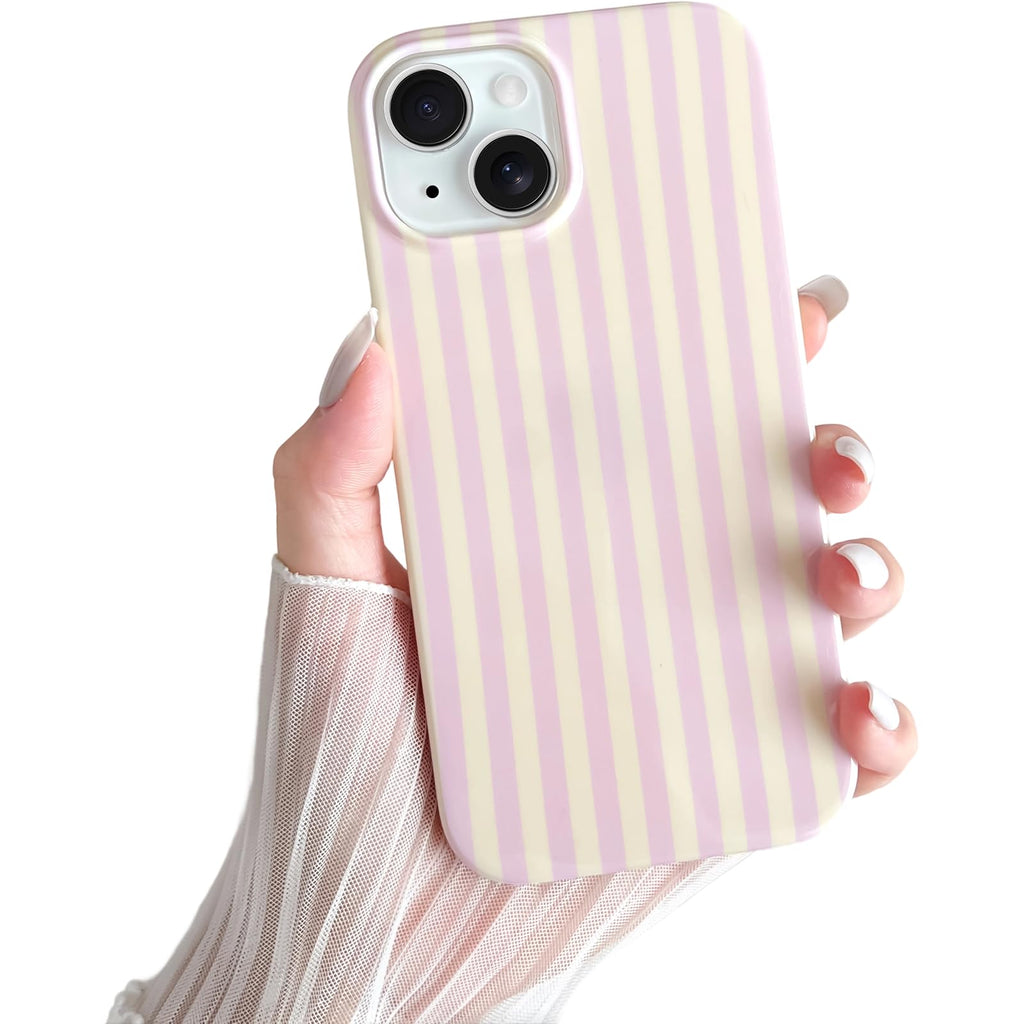 Yeddabox for iPhone 15 Pro Case Cute Striped Phone Case Soft TPU Slim Shockproof Phone Cover for Women Girls, Green and Blue