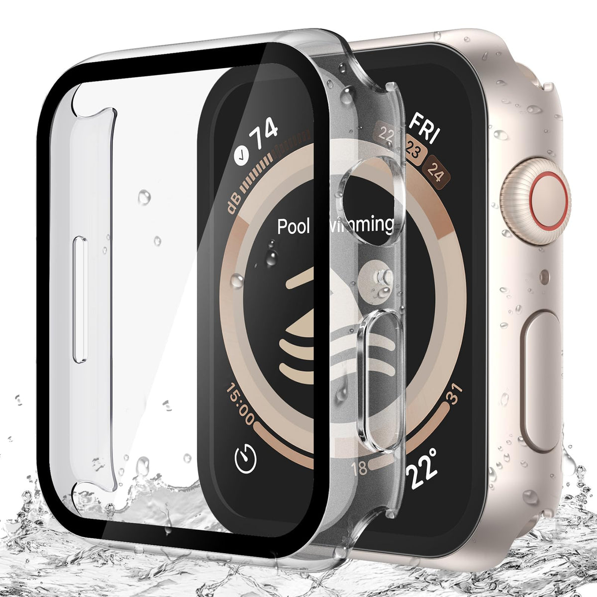 Misxi 2-Pack Waterproof Case for 41mm Apple Watch Series 9/8/7