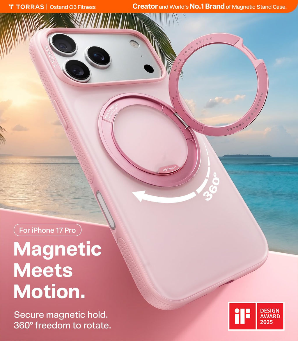 TORRAS 360 Magnetic Stand for iPhone 17 Pro Max Case, Clear