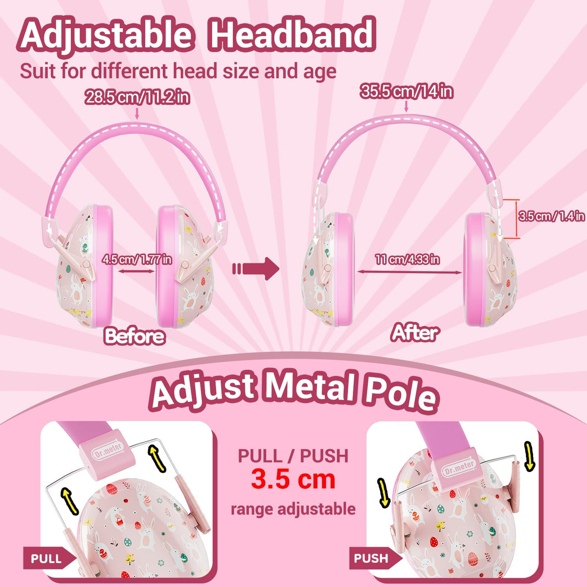 Dr.meter EM100 Noise Cancelling Headphones for Kids Adults, Ear Muffs
