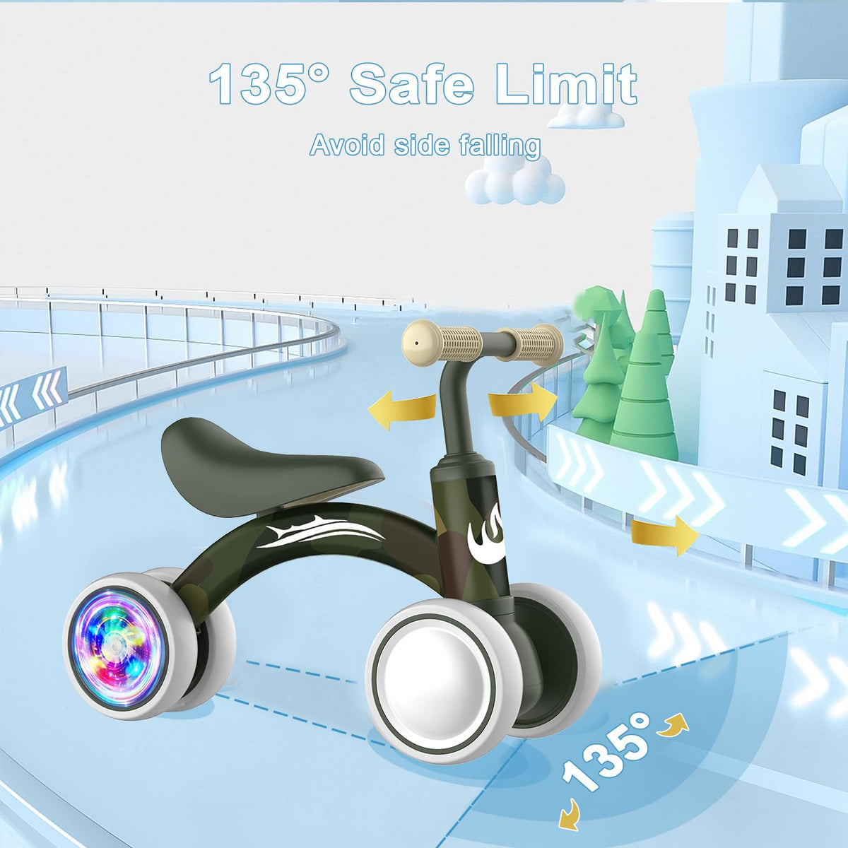 Gamfeiny Colorful Lighting Baby Balance Bike Toys for 1 Year Old Boy Girl Gifts, 10-36 Month Toddler Balance Bike, No Pedal 4 Silence Wheels & Soft Seat First Riding on Toys, 1st Birthday Gifts