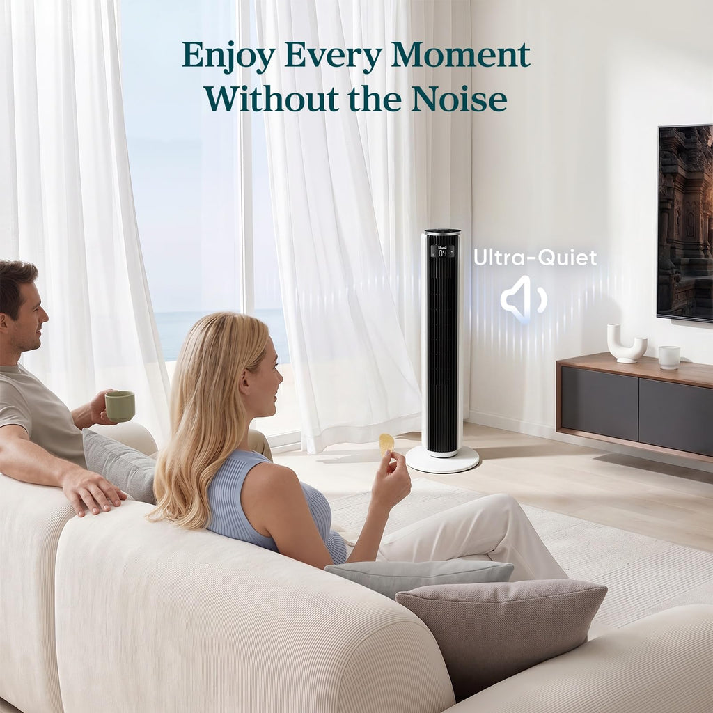 Levoit Tower Fan for Bedroom, 20dB Quiet Desk Fan, Easy to Carry & Plug-in