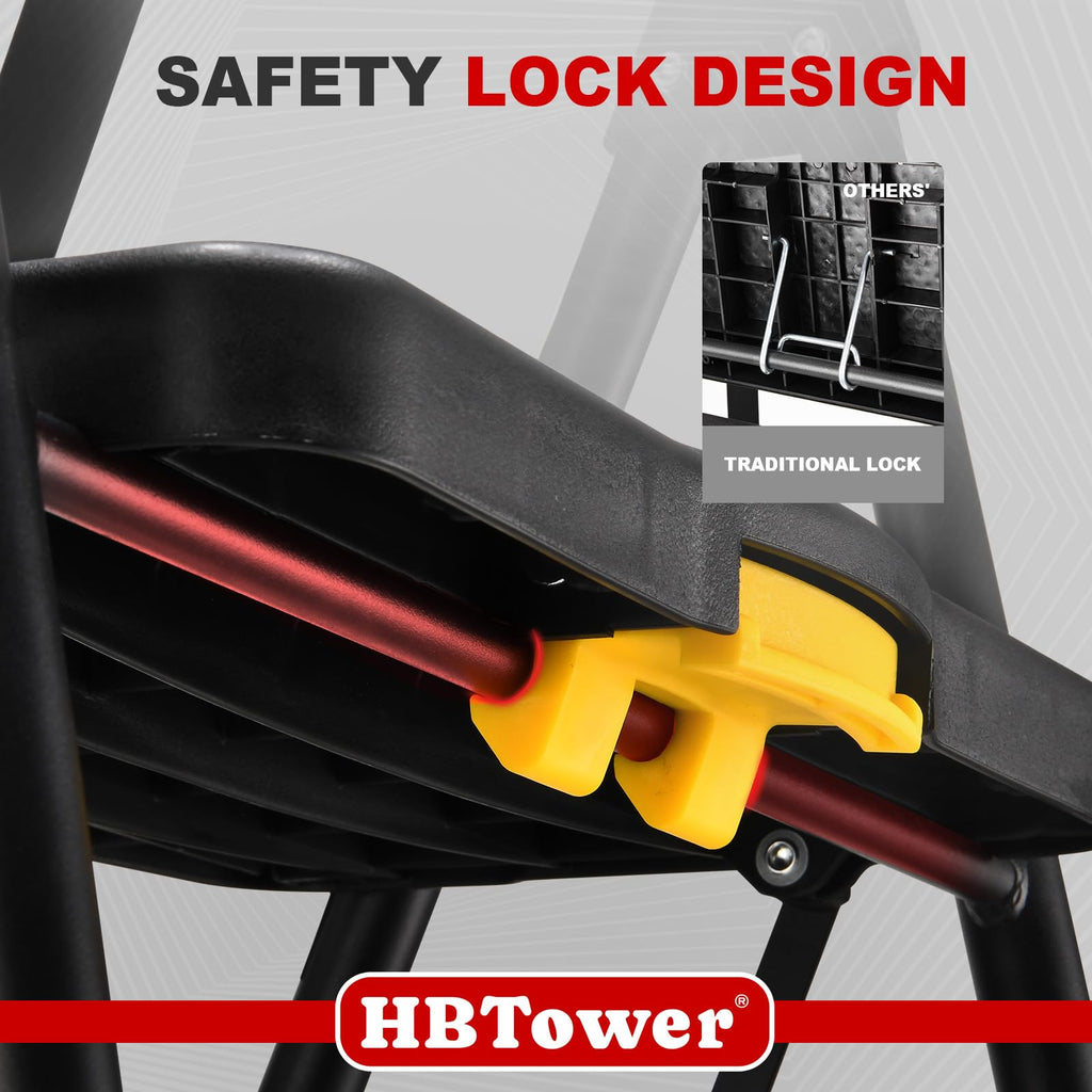 HBTower Step Ladder, Folding Step Stool with Wide Anti-Slip Pedal