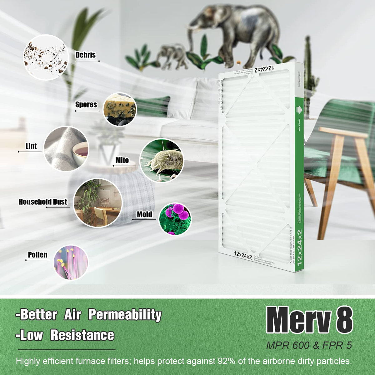 TRIGHTFILTERS 14x20x1 Air Filter 4 Pack, MERV 8 Filter Replacement