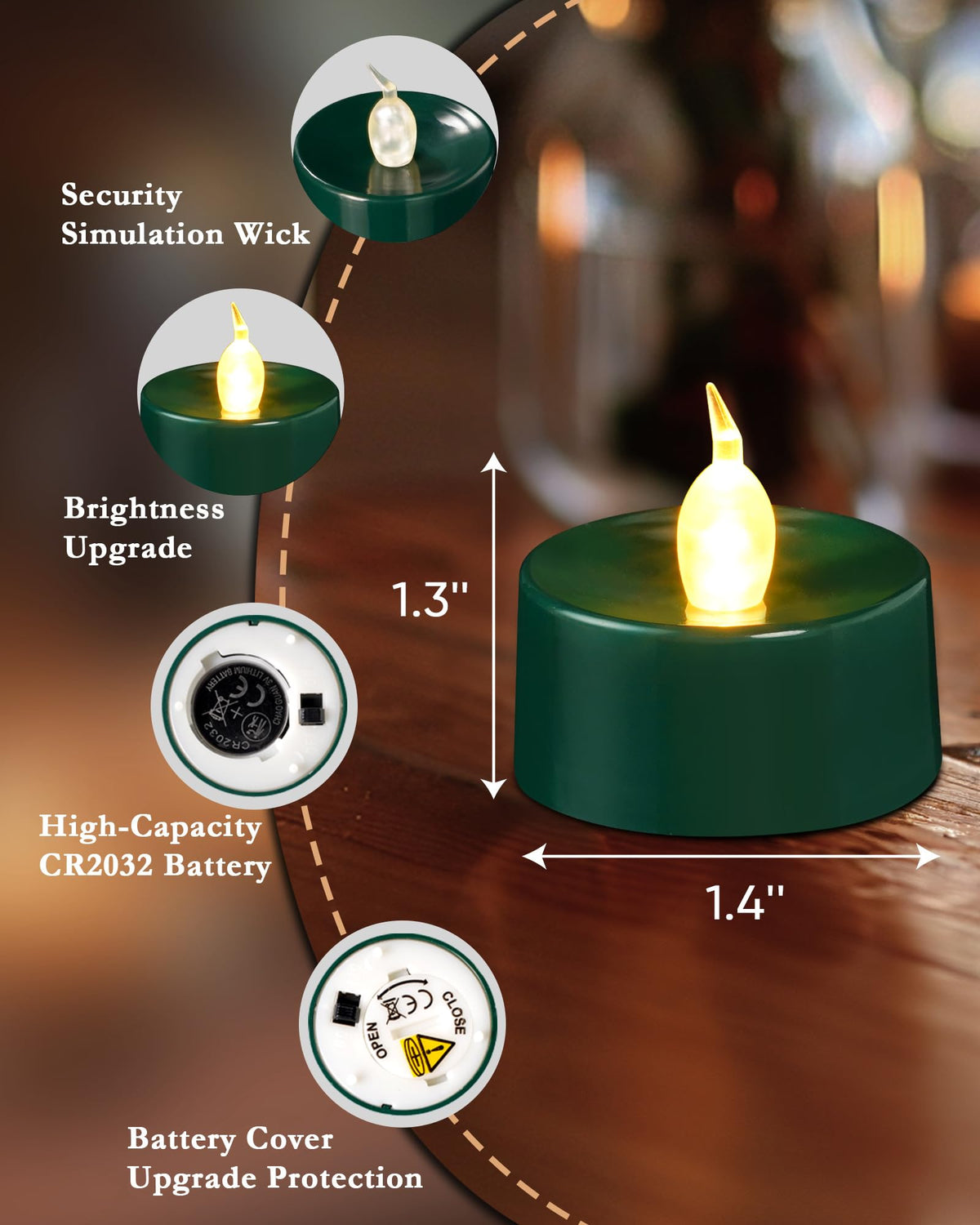 merrynights LED Candles, Tea Lights Candles Battery Operated Bulk, 24-Pack Long-Lasting 200 Hours Flameless Tealight Candles, Realistic Tea Lights for Halloween Christmas Wedding, 1.5'' D X 1.25'' H