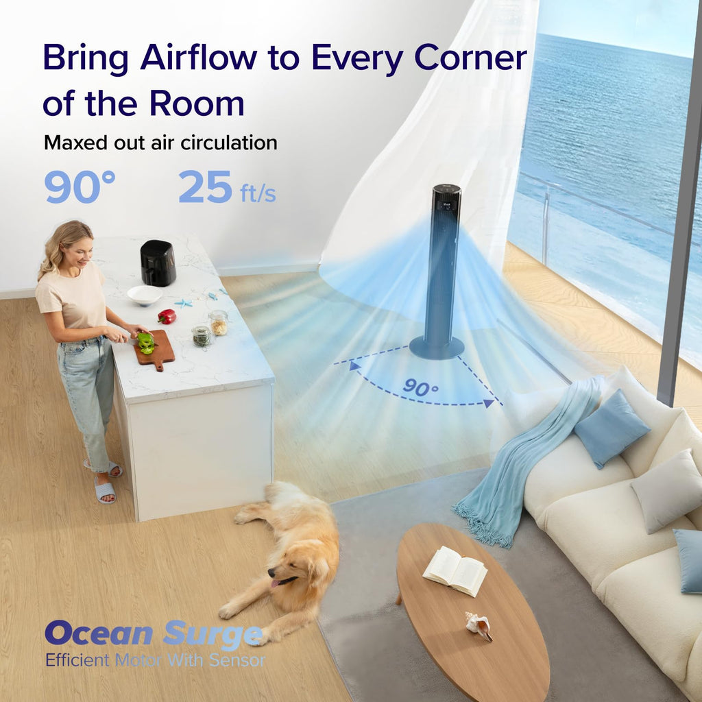 Levoit Tower Fan for Bedroom, 20dB Quiet Desk Fan, Easy to Carry & Plug-in