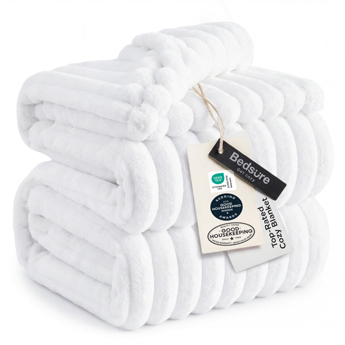 Bedsure GentleSoft White Throw Blanket for Couch - Halloween Fall Decorations for Home Living Room Decor, Cozy Fleece Fall Christmas Blanket, Birthday Gifts for Women Mom Her, Off White, 50x60 Inches