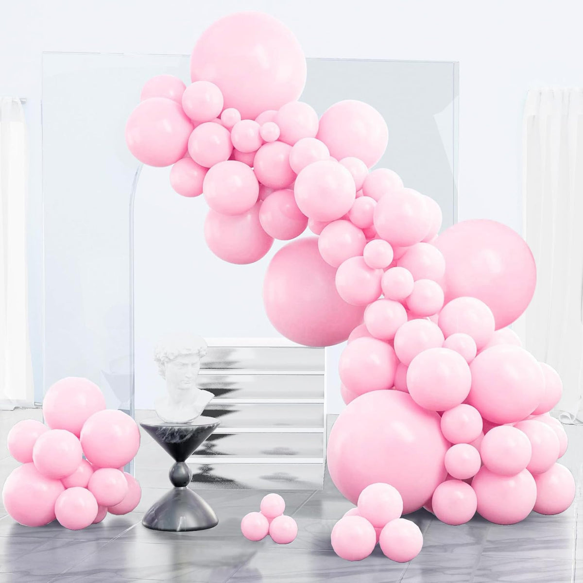 PartyWoo Baby Pink Balloons 152pcs Pastel Pale Light Pink Different Sizes