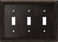 Henne Bery Sunken Pearls Heavy Duty Decorative Wall Plate Switch Plate Outlet Cover (Triple Toggle, Aged Bronze)