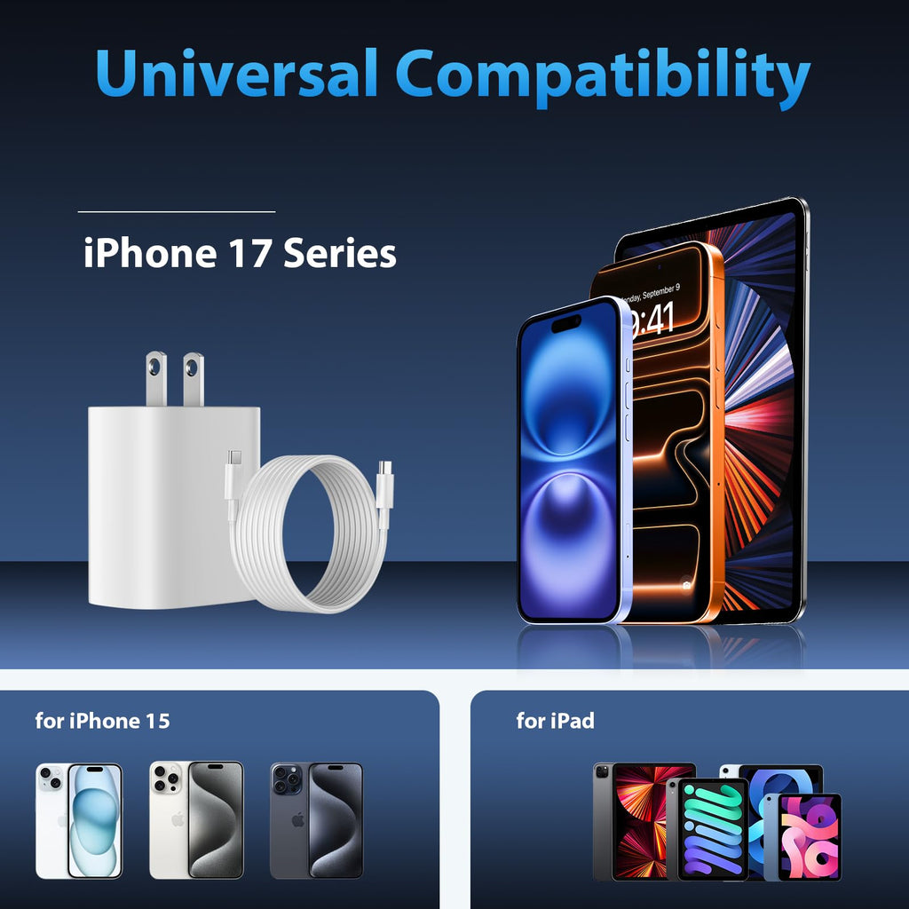iPhone 18 17 16 15 Charger Fast Charging Type C Chargers USB C Cable 10FT