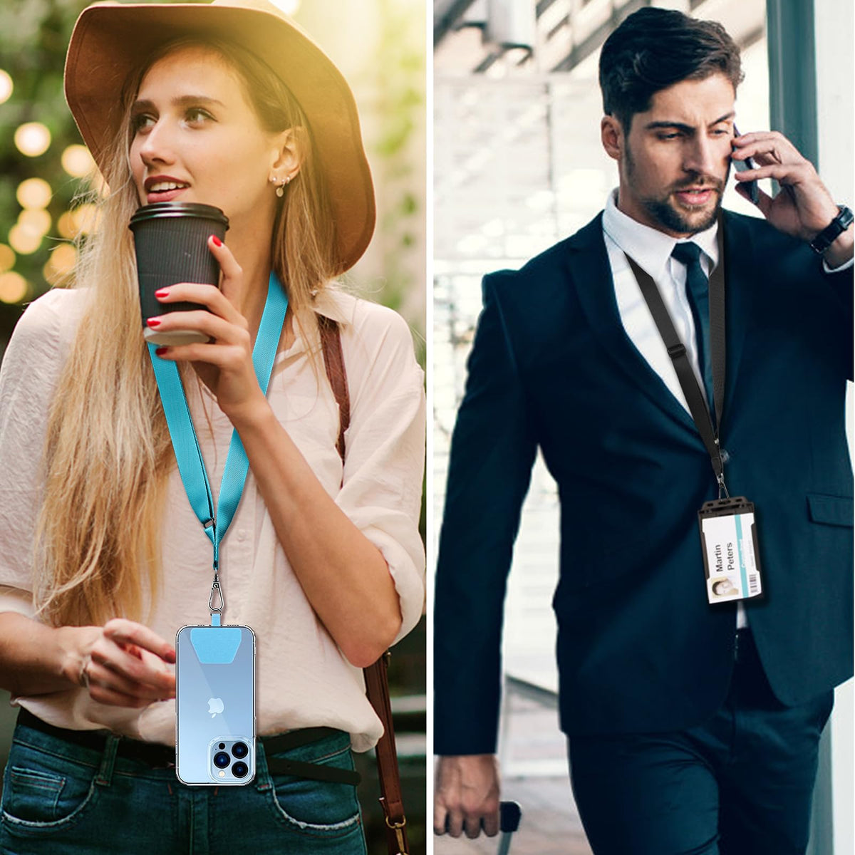 CACOE Phone Lanyard, Black+Gray, 2 Pack